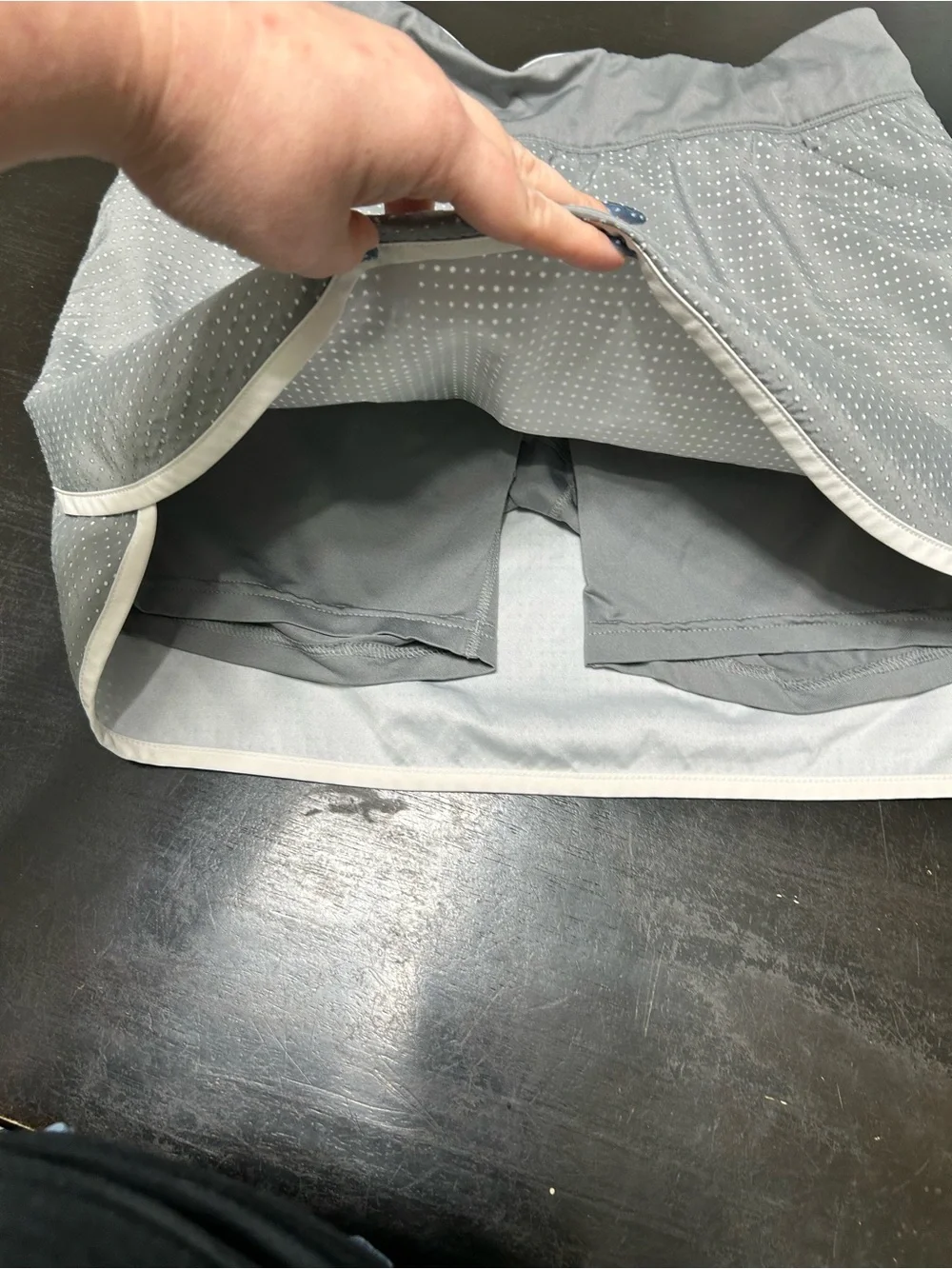 adidas Light Gray Mini Athletic Skort with Dot Print